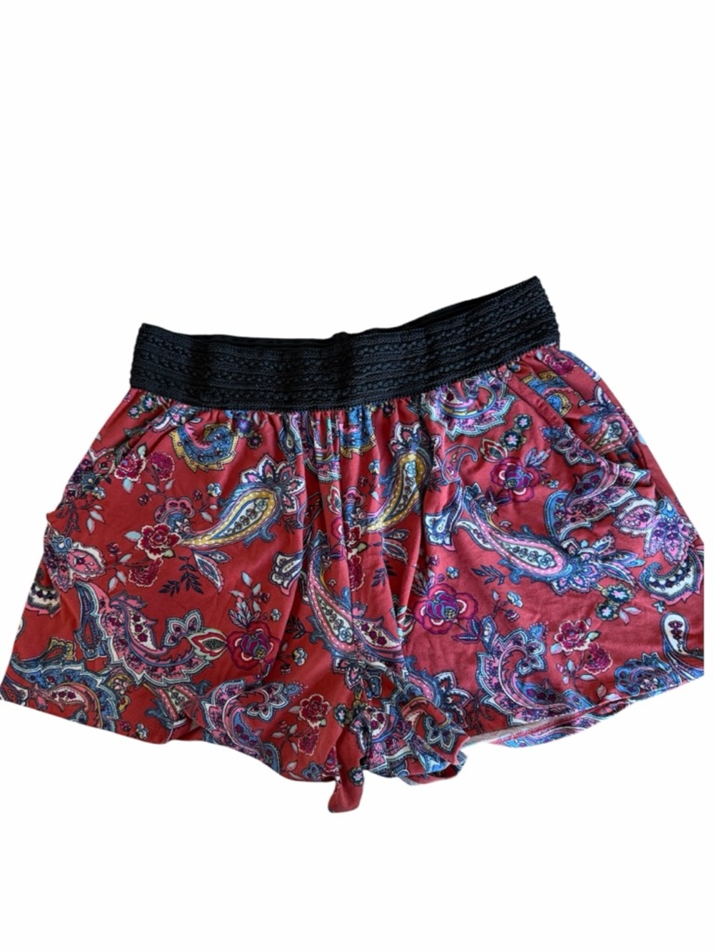 Eye Candy Black and Red Textured Shorts